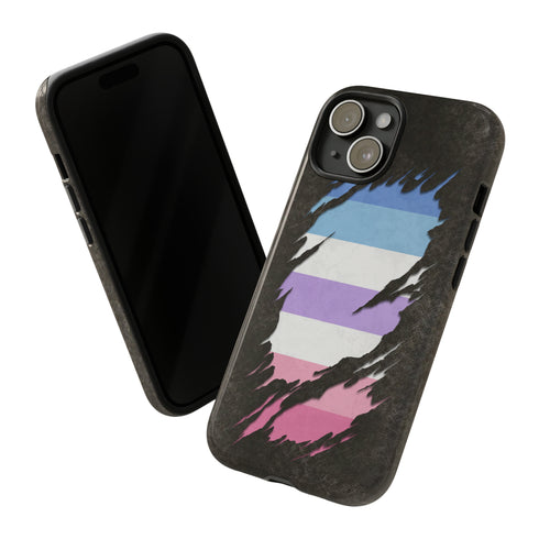 Bigender Pride Flag Ripped Reveal Tough Case